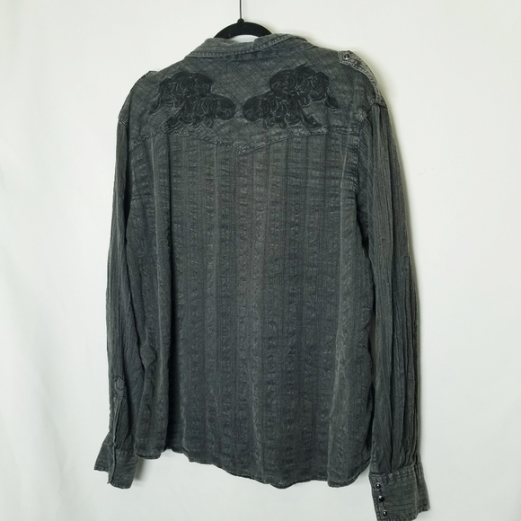 Ely 1878 Size XL  Factory Faded Embroidered  Black Pearl Snaps‎ Oversized - Picture 2 of 10